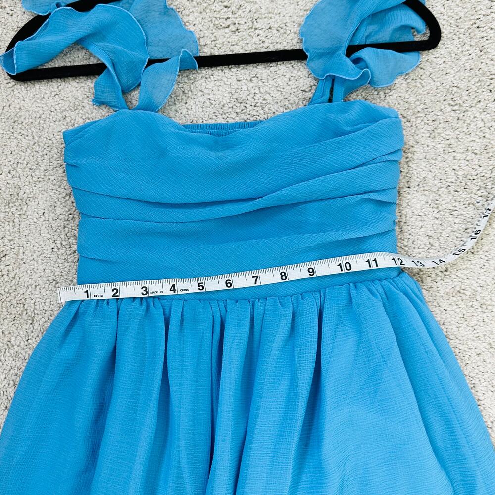 Hatch Turquoise Blue Ruffle Strap Midi Dress - Picture 12 of 13